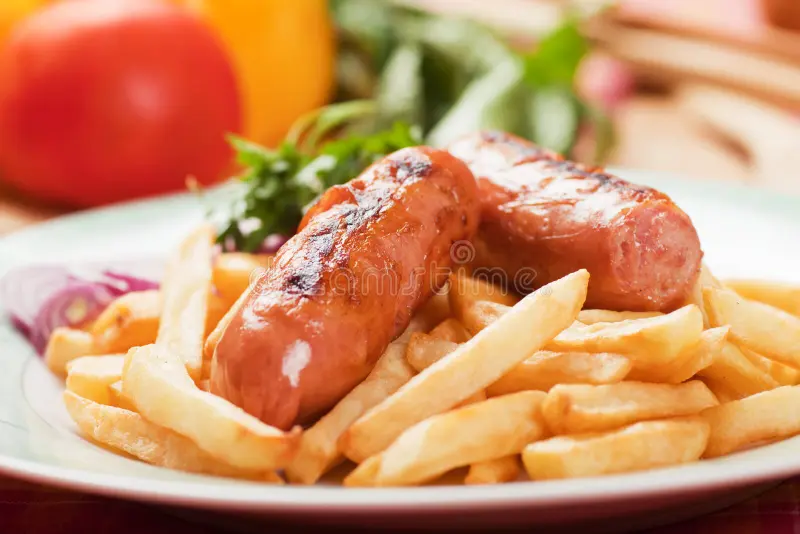 French Fries + Pork Sausages